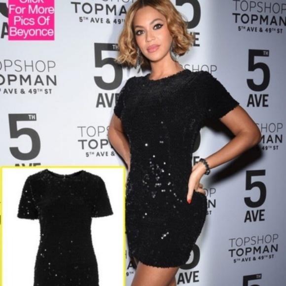 TOPSHOP Velvet Sequin Black Cocktail Dress - Picture 2 of 7